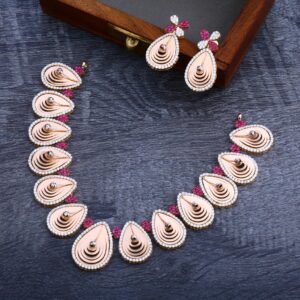 18KT Rose Gold Cz Necklace Set RN112