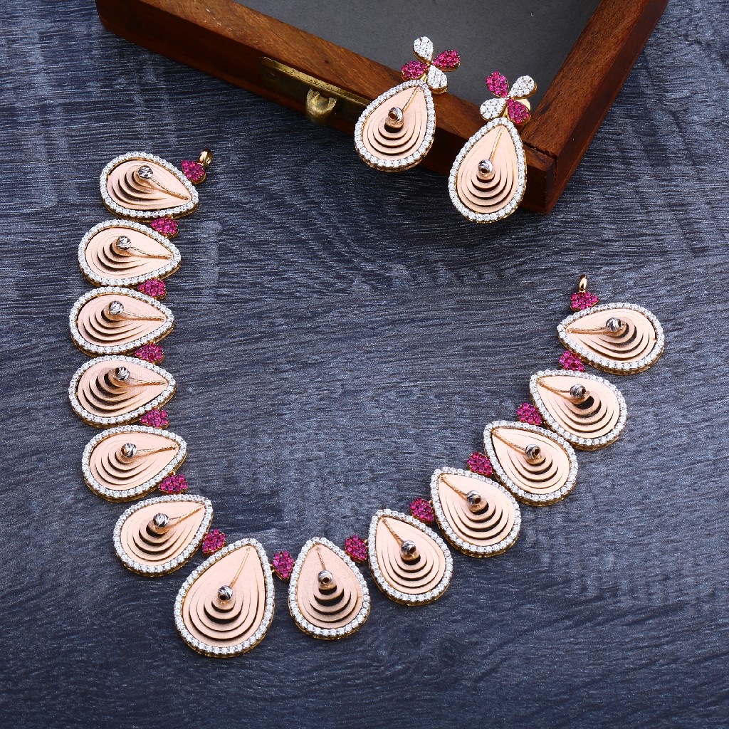 18KT Rose Gold Cz Necklace Set RN112