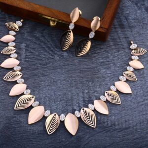 18KT Rose Gold Cz Necklace Set RN114