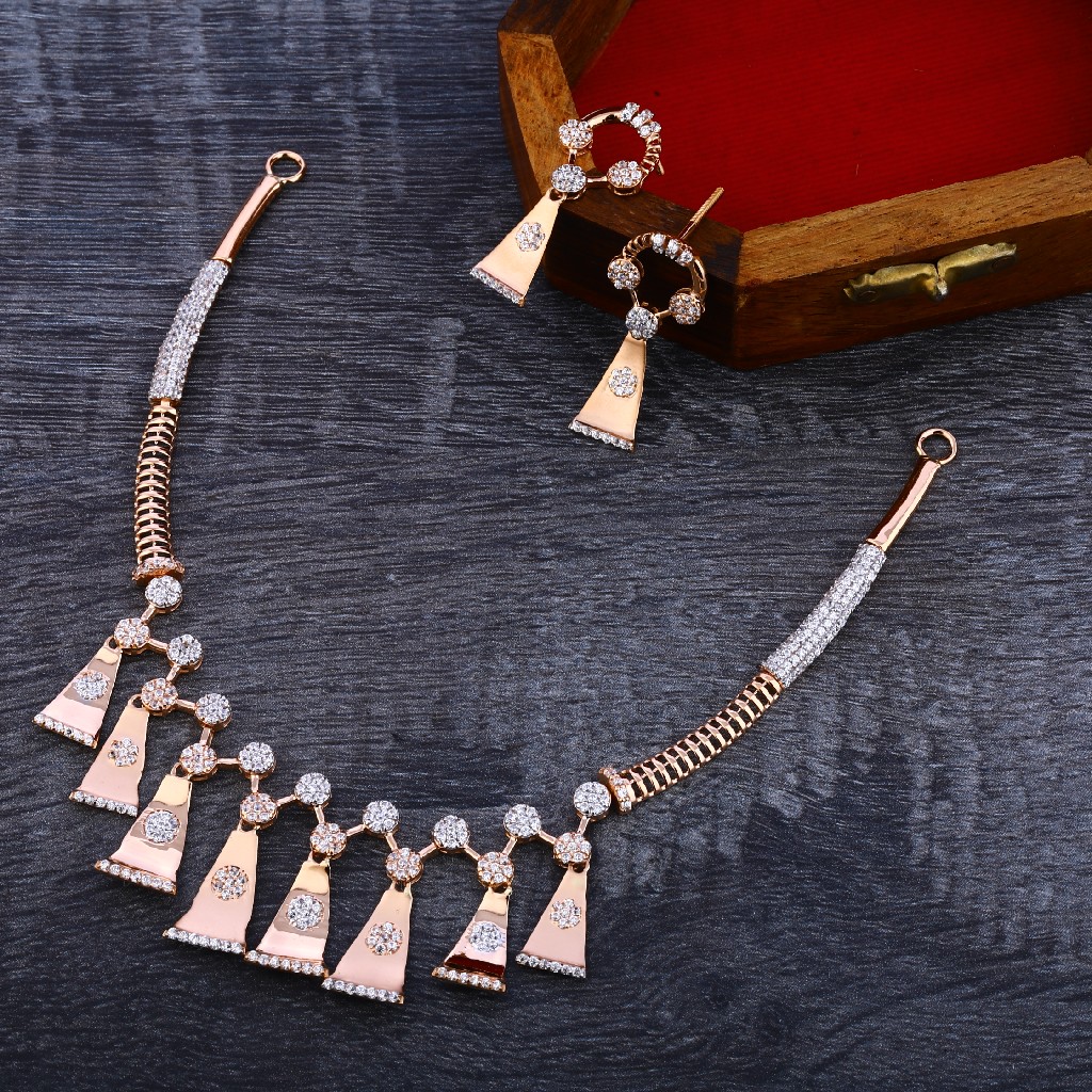 18KT Rose Gold Designer Women's  Necklace Set RN141