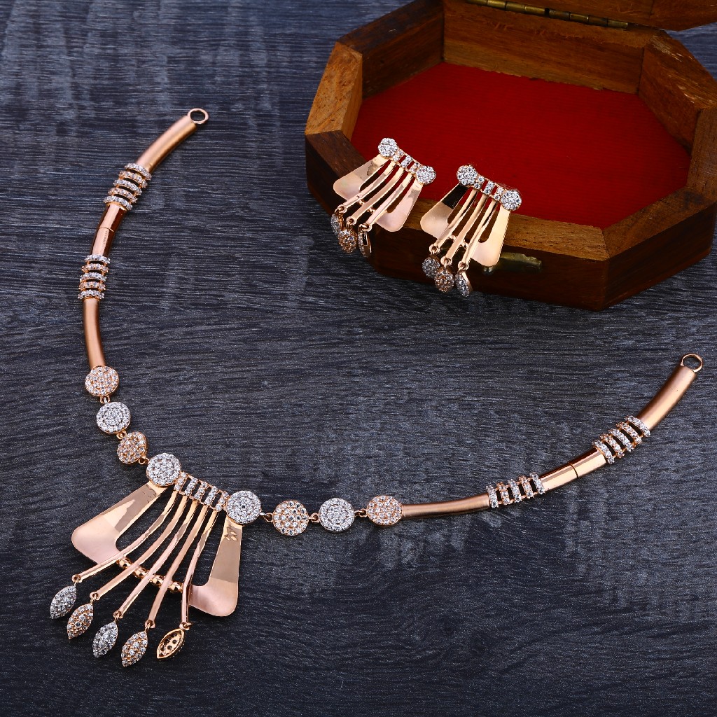 750 Rose Gold Cz Exclusive Necklace RN147