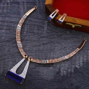 750 Rose Gold Cz Designer Necklace RN148