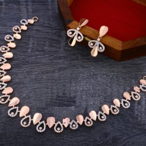 750 Rose Gold Cz Delicate Necklace RN149