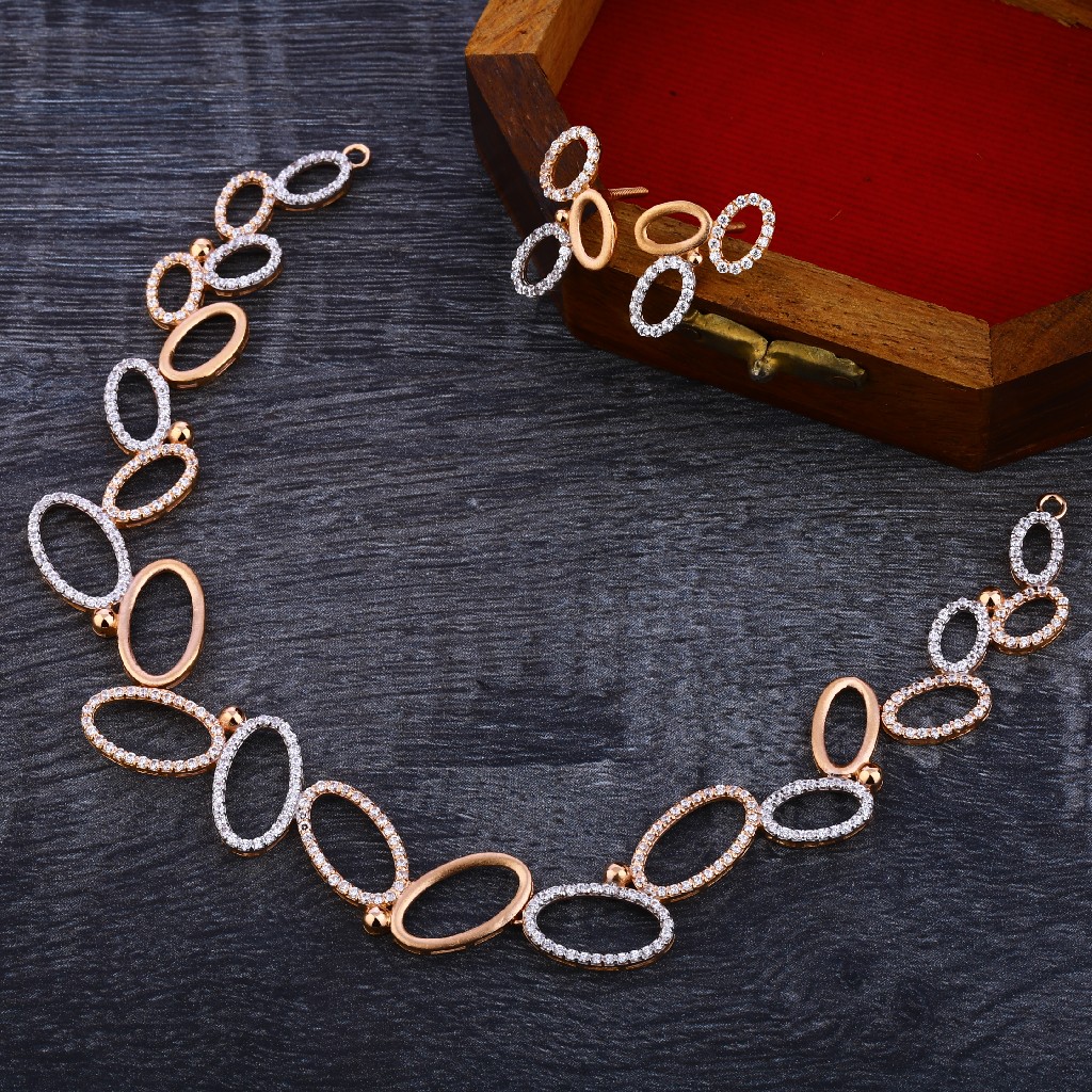 750 Rose Gold Cz Classic Necklace RN151
