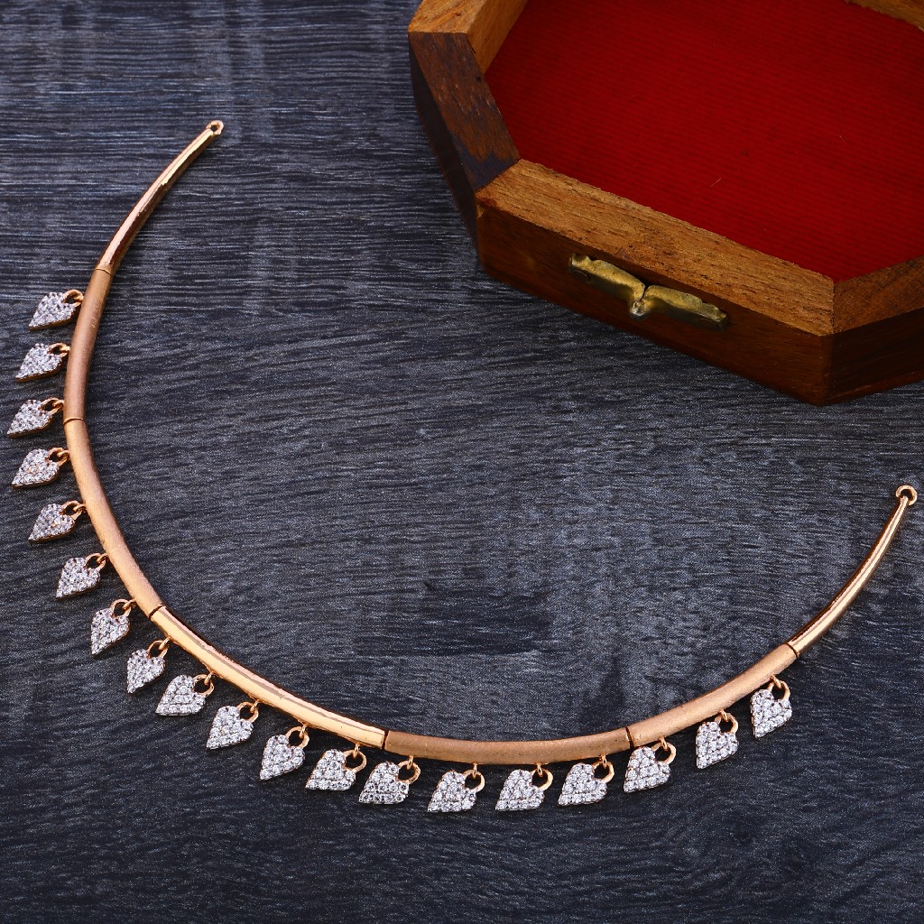 750 Rose Gold Cz Necklace RN152