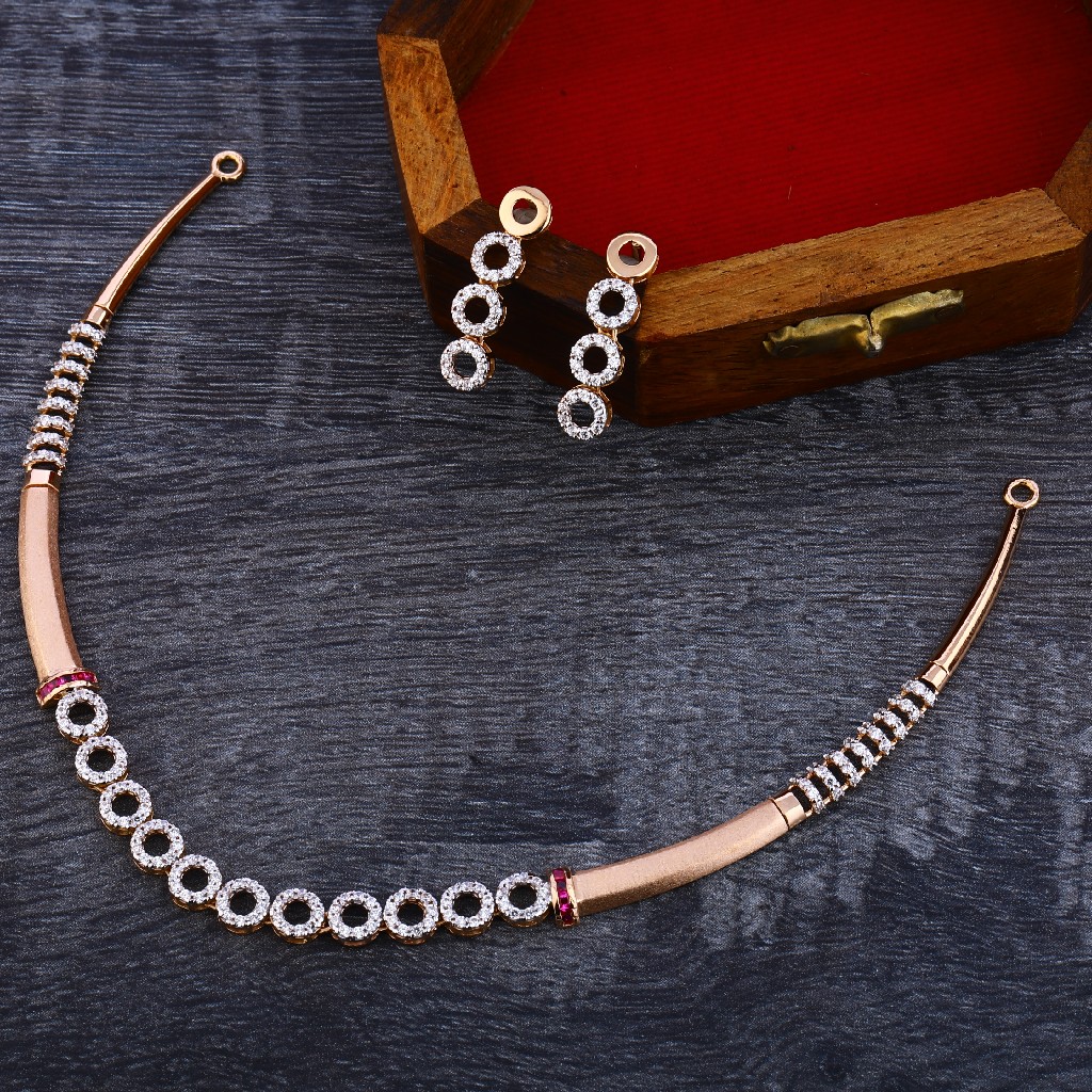 750 Rose Gold Hallmark Fancy Necklace Set RN154