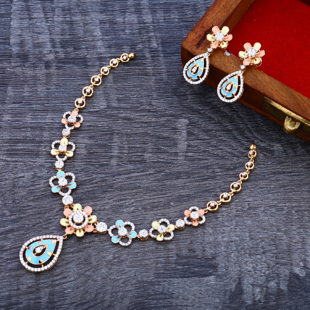750 Rose Gold Hallmark Designer Necklace Set RN89