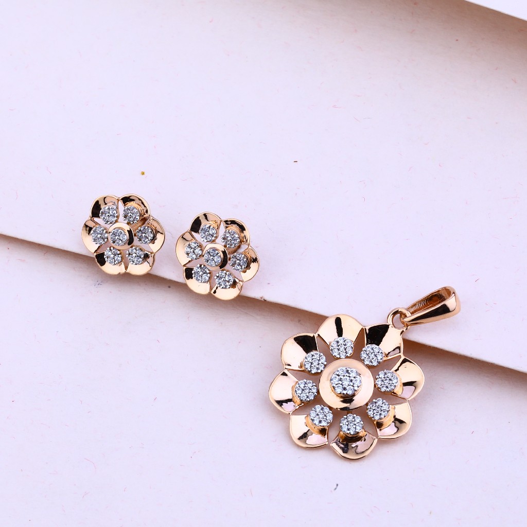 750 Rose Gold Stylish Hallmark Pendant Set RPS47