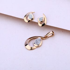 18CT Rose Gold Cz Stylish Pendant Set RPS143