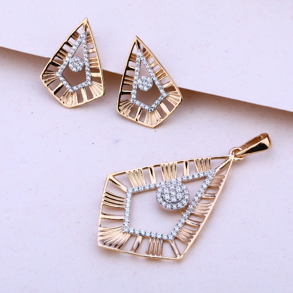18CT Rose Gold Cz Pendant Set RPS148