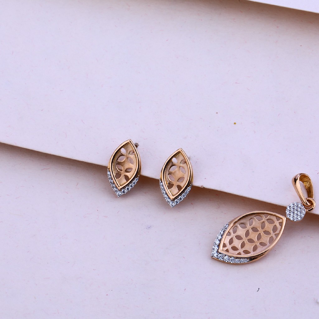 750 Rose Gold Plain Pendant Set RPS61