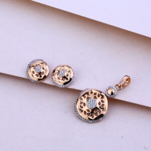 18KT Rose Gold Fancy Hallmark Pendant Set RPS64