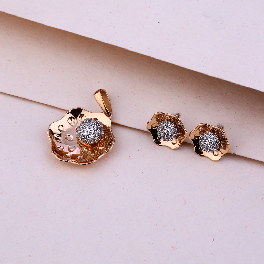 18KT Rose Gold Diamond Hallmark Pendant Set RPS107