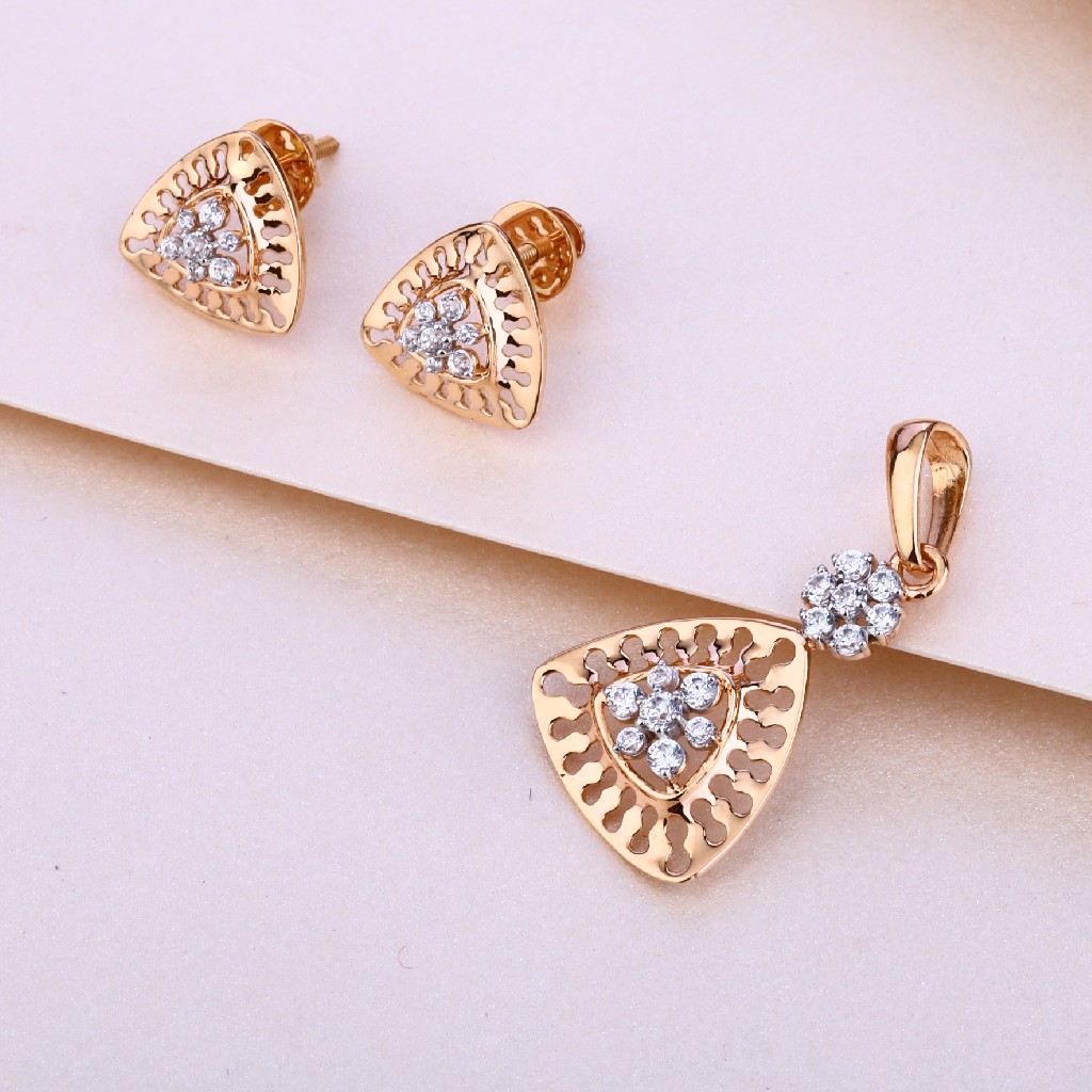 18KT Rose Gold Cubic Zirconia Pendant Set RPS24