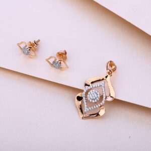 18KT Rose Gold Diamond Pendant Set RPS25