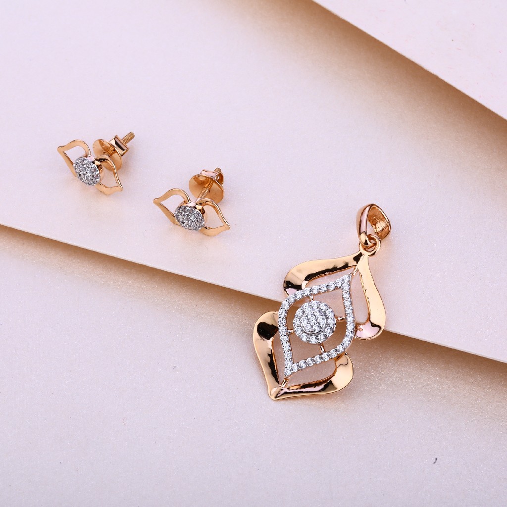 18KT Rose Gold Diamond Pendant Set RPS25