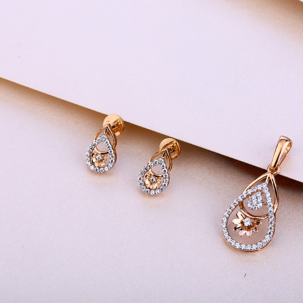 18KT Rose Gold CZ Pendant Set RPS26