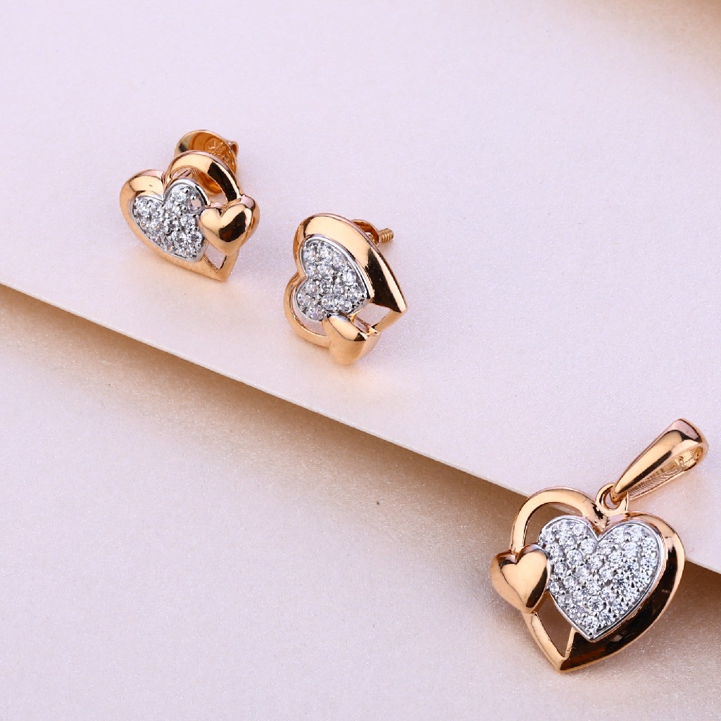 18kt rose gold heart shape pendant set rps64