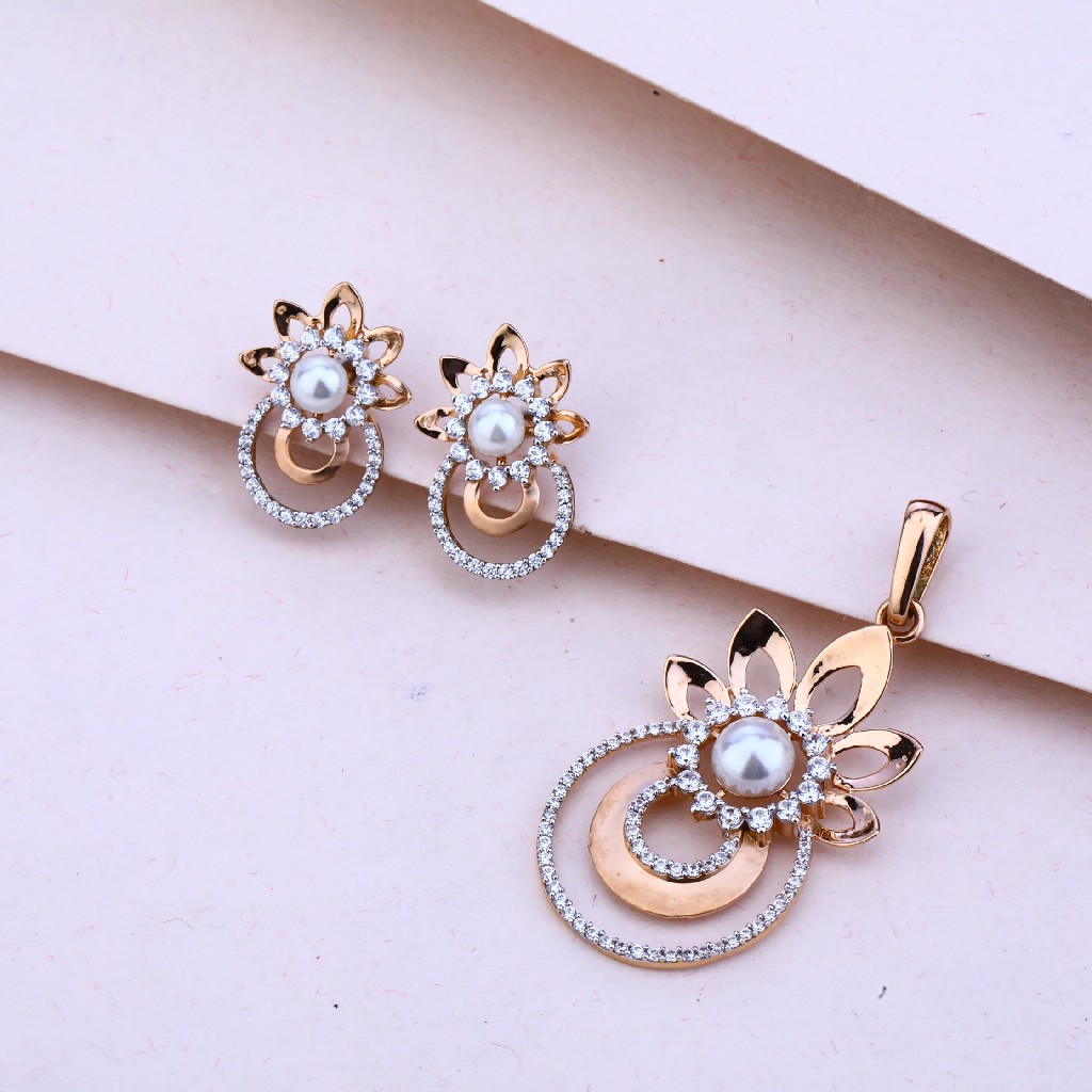 750 Rose Gold Hallmark Designer Pendant Set RPS82 - Image 3