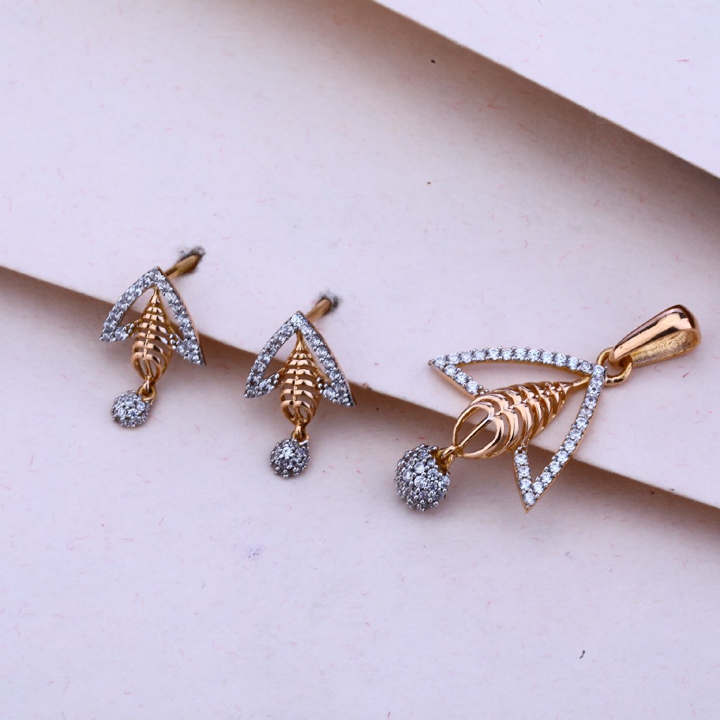 750 Rose Gold CZ Classic Pendant Set RPS83