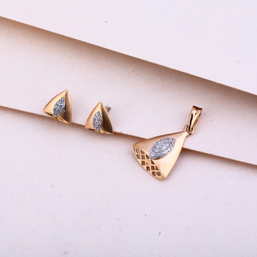 750 Rose Gold CZ Hallmark Pendant Set RPS110