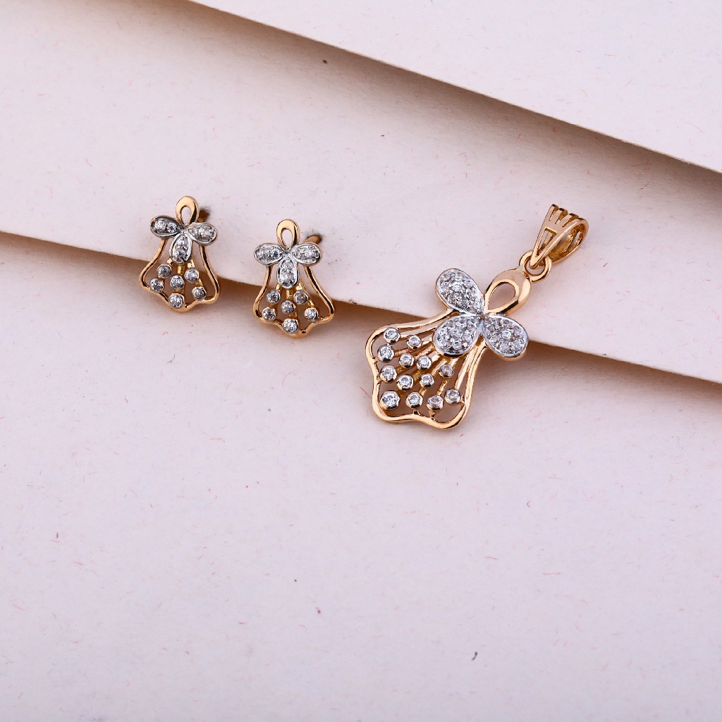 750 Rose Gold Diamond Pendant Set RPS123 - Image 2