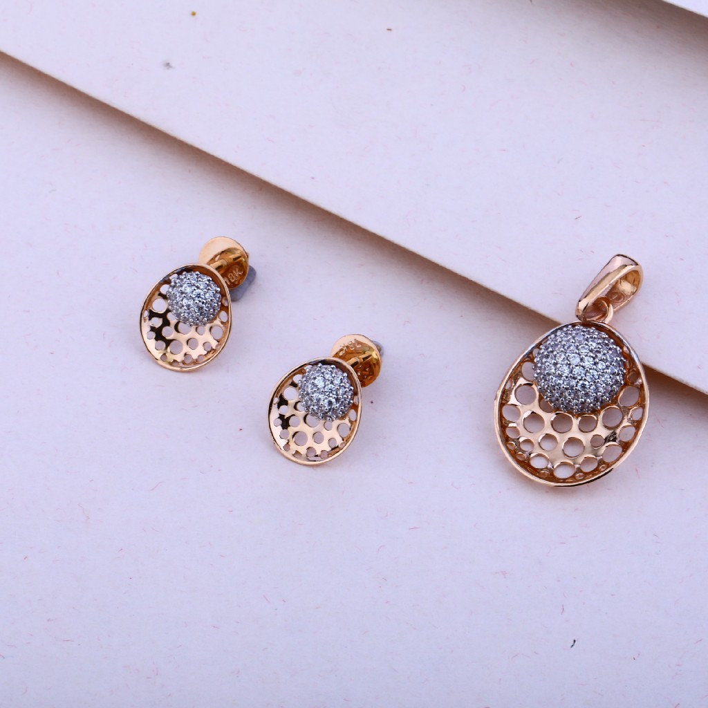 750  Rose Gold Stylish CZ Pendant Set RPS28