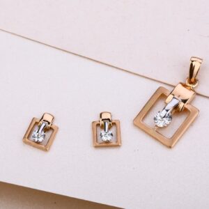 18CT Gold Stylish Diamond Pendant Set RPS05