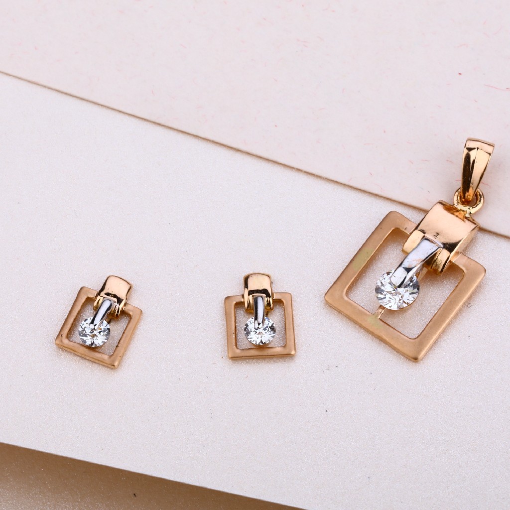 18CT Gold Stylish Diamond Pendant Set RPS05