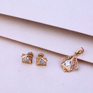 750 Rose Gold CZ Fancy Pendant Set RPS87