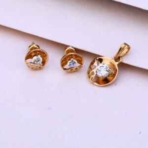 750 Rose Gold CZ Designer Pendant Set RPS85