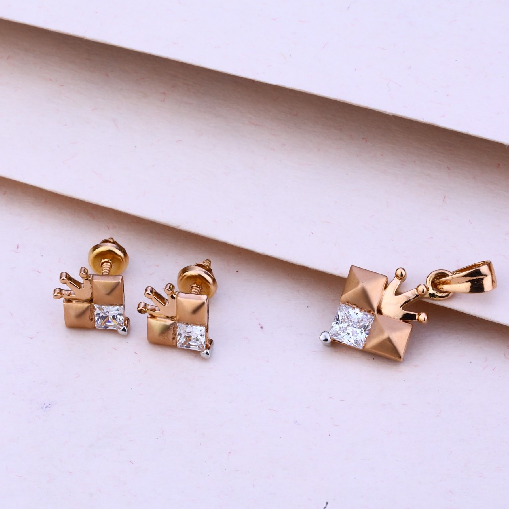 750 Rose Gold  Women's Design Pendant Set RPS91