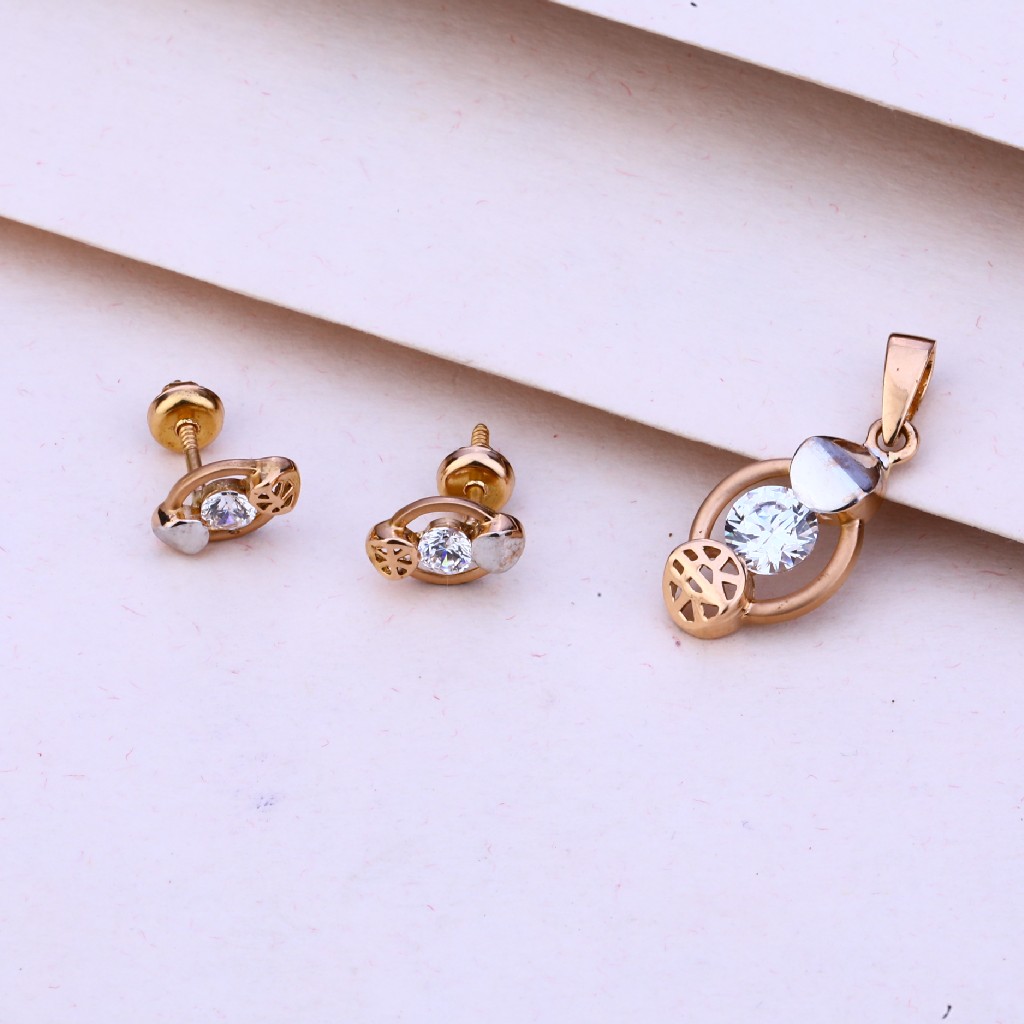 750 Rose Gold Hallmark Fancy Pendant Set RPS100