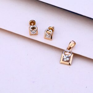 750 Rose Gold Heart Design Pendant Set RPS102