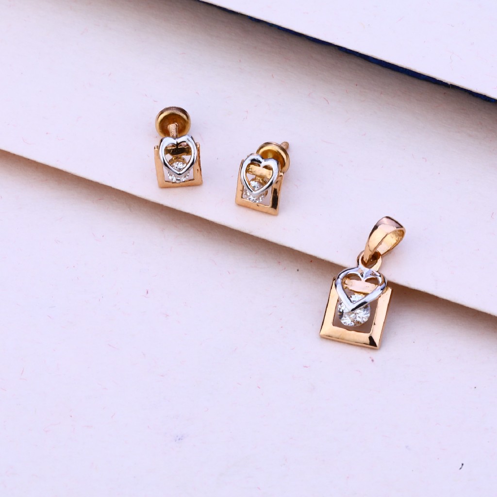 750 Rose Gold Heart Design Pendant Set RPS102