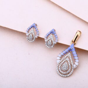 18KT Rose Gold Cz Ladies Hallmark Pendant Set RPS169