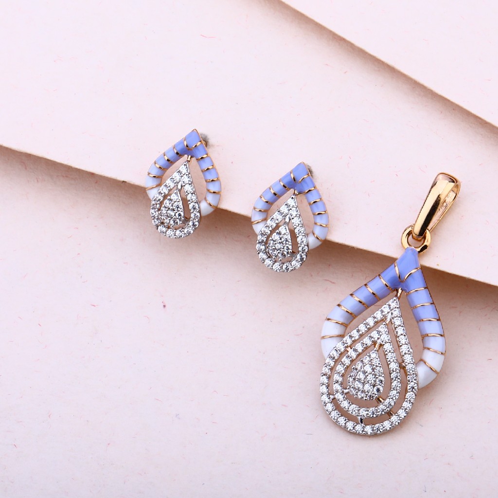 18KT Rose Gold Cz Ladies Hallmark Pendant Set RPS169