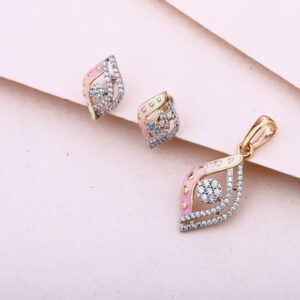 18KT Rose Gold Cz Stylish Pendant Set RPS172