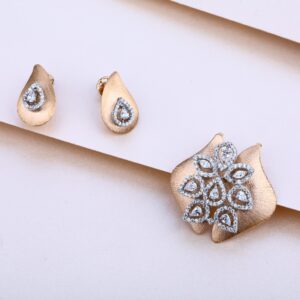 18KT Rose Gold Cz Exclusive Pendant Set RPS14