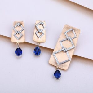 18KT Rose Gold Cz Color Stone Pendant Set RPS15