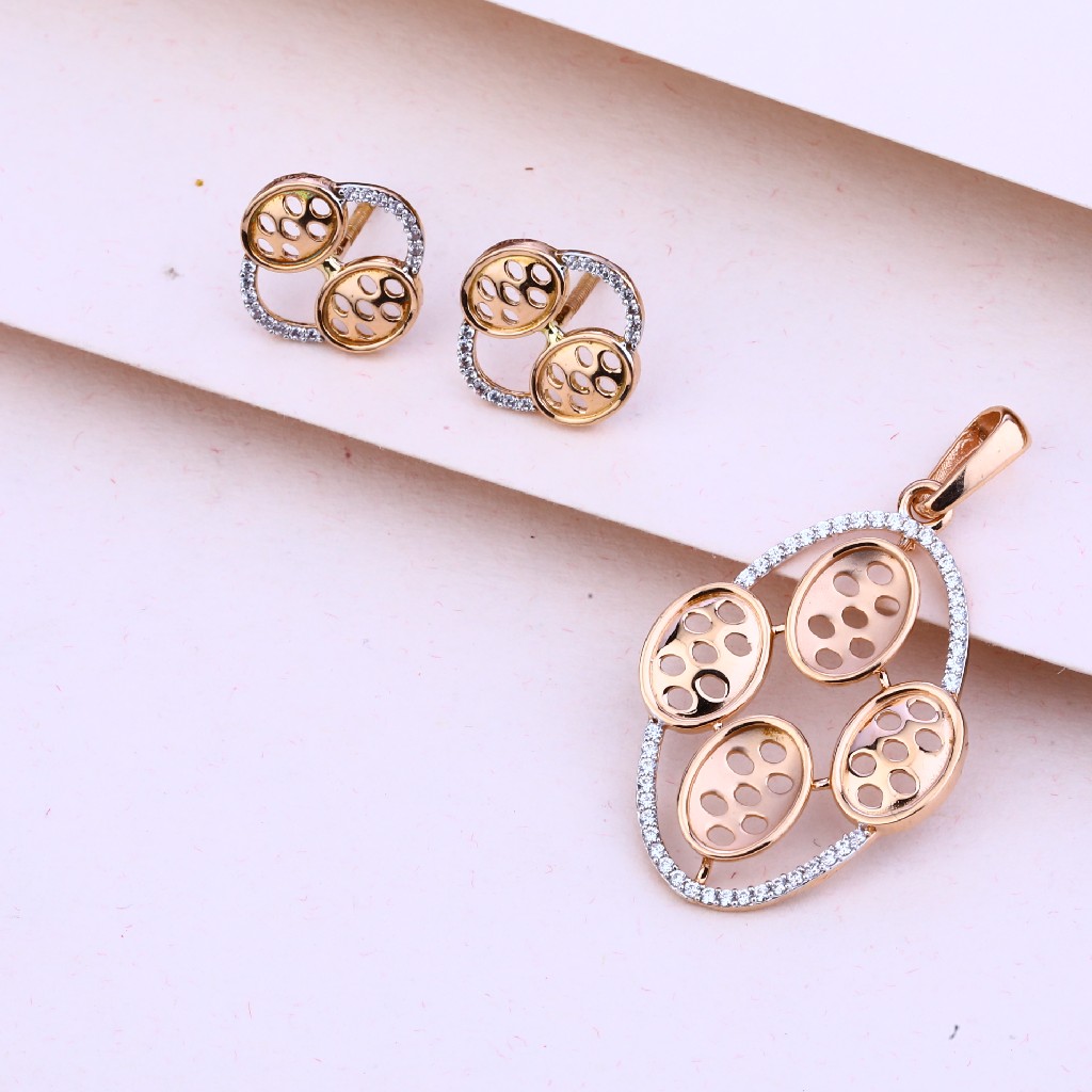 18KT Rose Gold Hallmark Women's Pendant Set RPS43