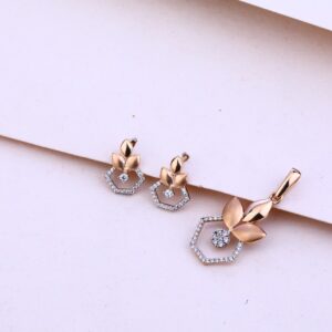 18KT Rose Gold CZ Pendant Set RPS46