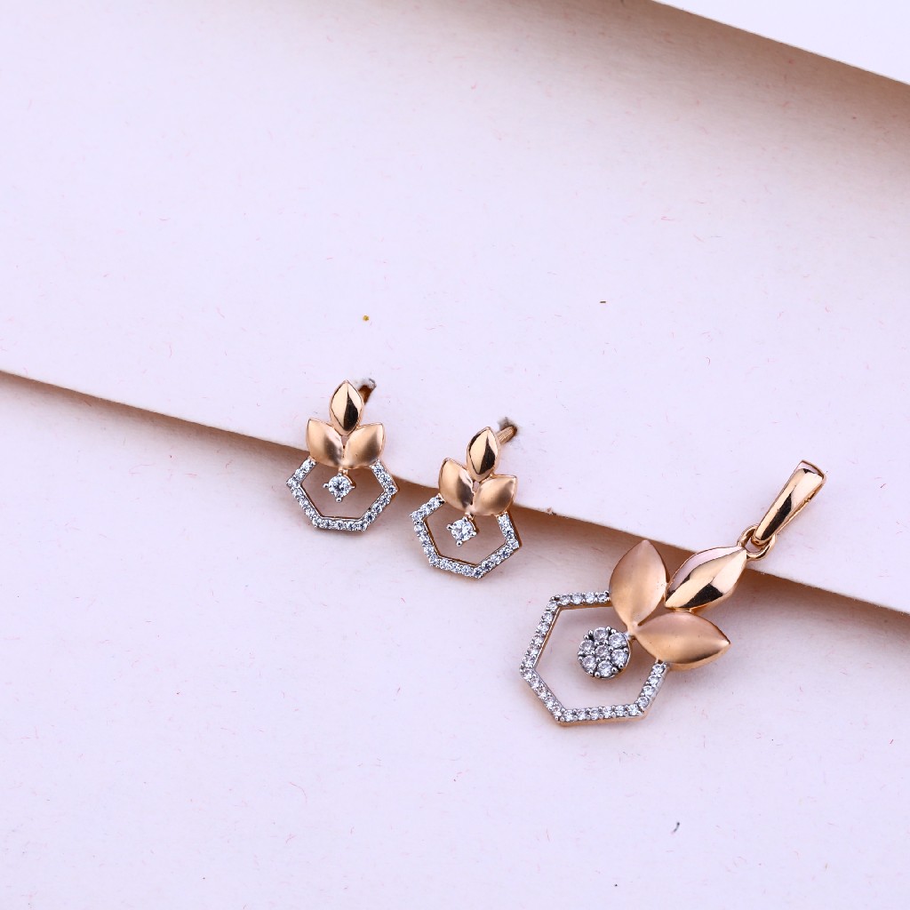 18KT Rose Gold CZ Pendant Set RPS46