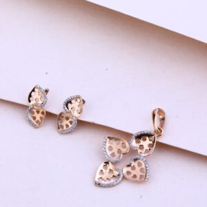 18KT Rose Gold Diamond Pendant Set RPS45