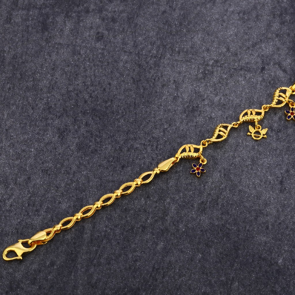 916 Gold Cz Ladies  Plain Bracelet LPBR54