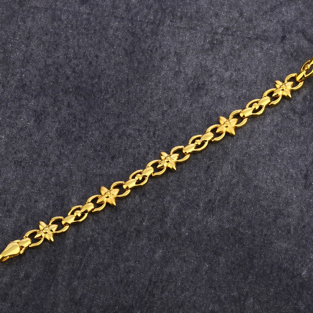 22KT Gold Classic Women's Plain Bracelet LPBR43 - Image 2
