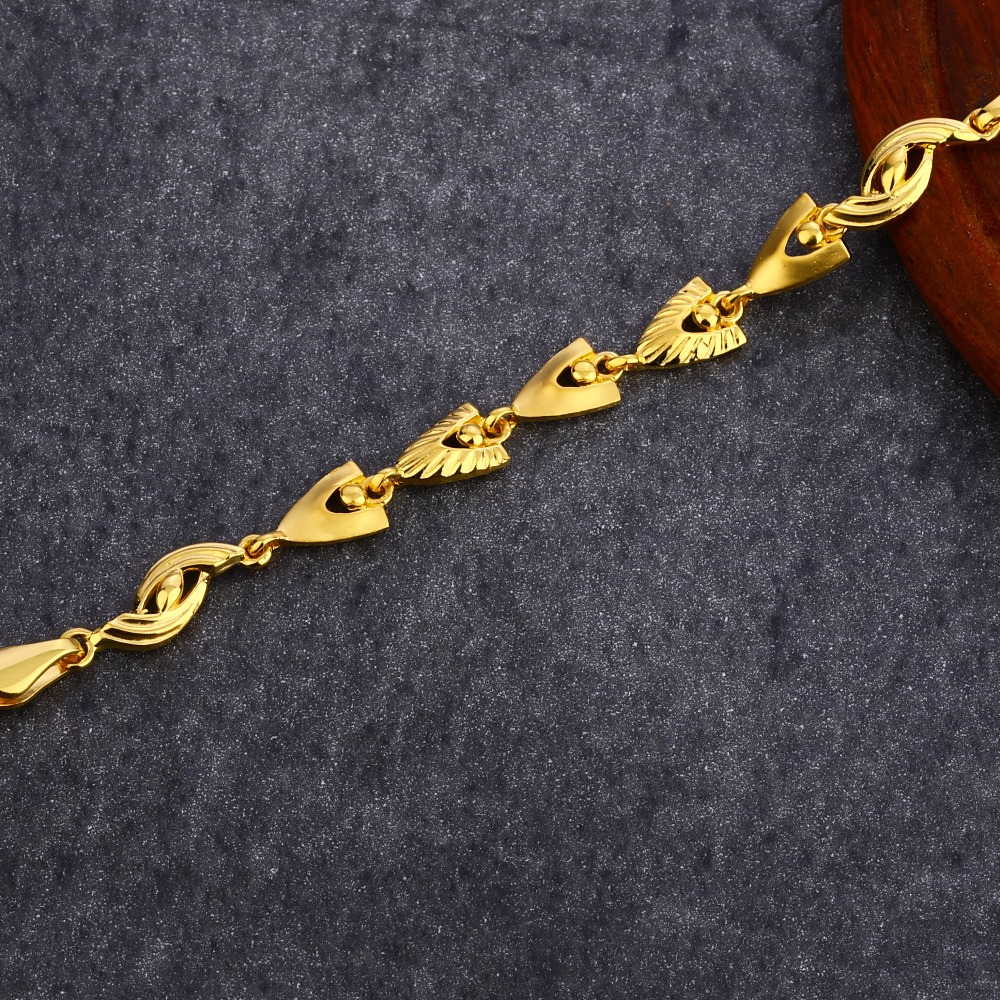 916 Gold Ladies Designer Plain Bracelet LPBR31 - Image 2