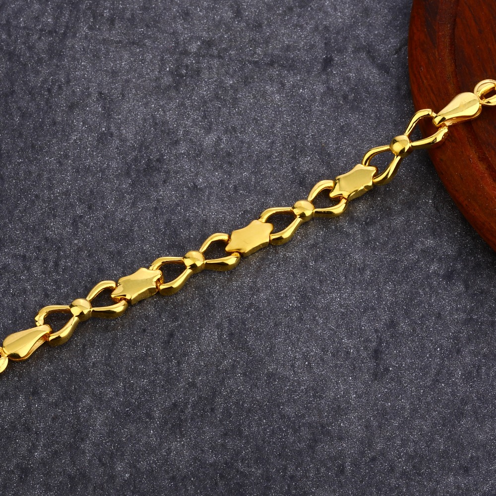916 Gold Ladies Classic Plain Bracelet LPBR30 - Image 2