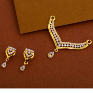 916 Gold Cz Mangalsutra Designer Pendant Set MP265