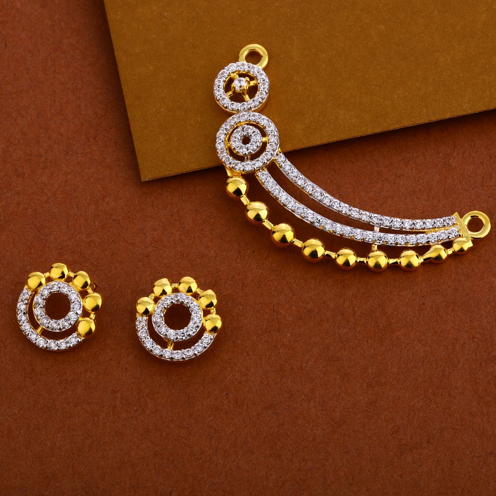 916 Gold Cz Mangalsutra Classic Pendant Set MP264